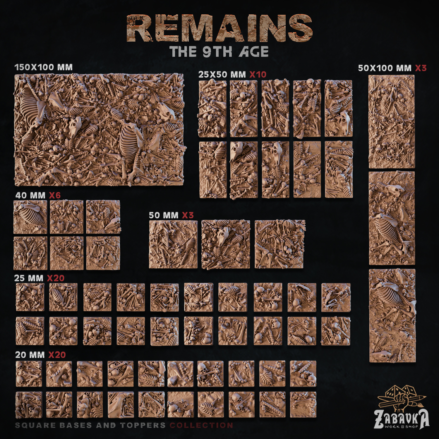 Remains [Square] - Bases and Toppers (The 9th Age)